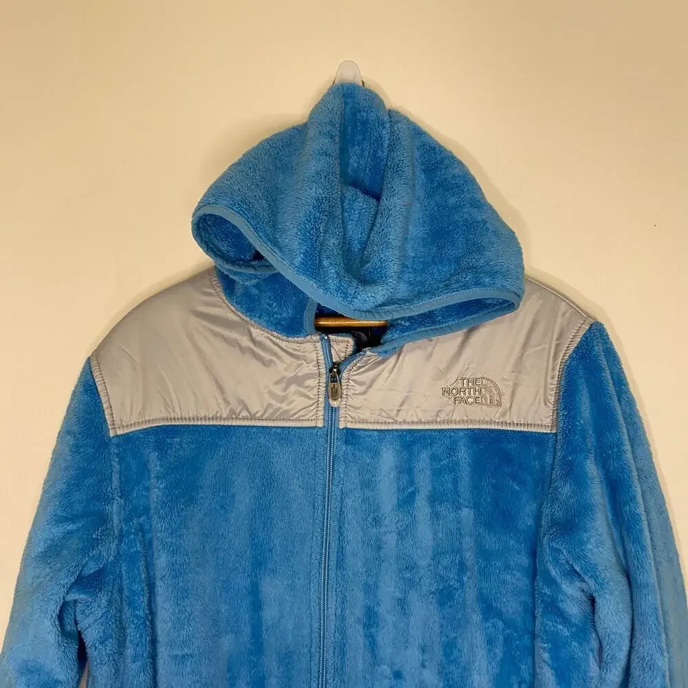 North Face‎ Womens Osito Full Zip Fleece Jacket Turquoise Blue Hooded Hiking L